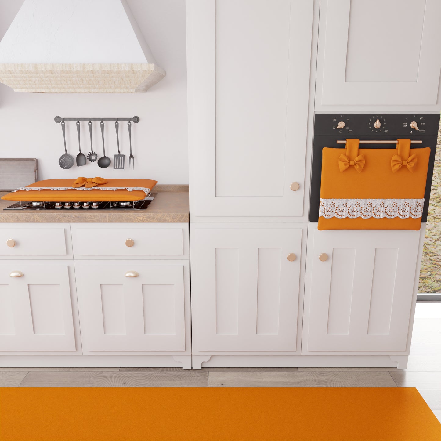 Couvre-feu Shabby Chic avec dentelle et nœud Orange
