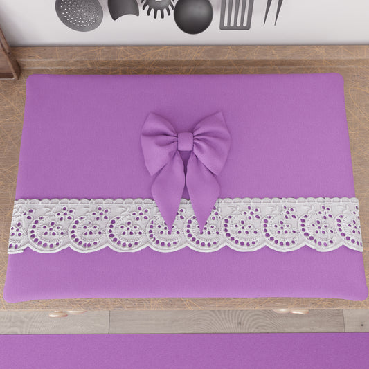 Coprifornello Coprifuochi Shabby Chic con Pizzo e Fiocco Malva Intenso