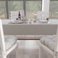 Shabby Chic Tablecloth Table Cover with Lace and Light Gray Bows 