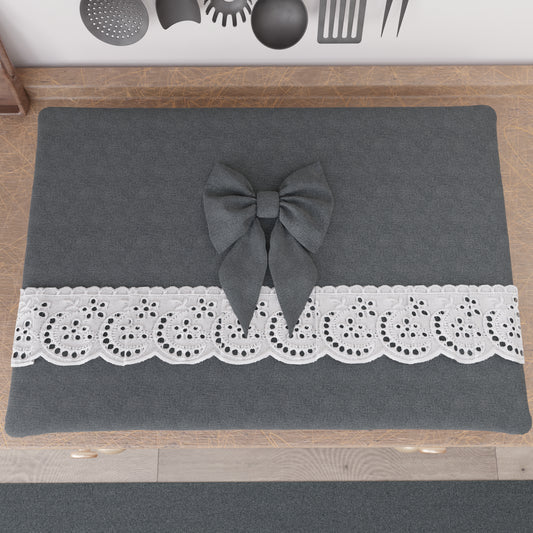 Coprifornello Coprifuochi Shabby Chic con Pizzo e Fiocco Grigio Scuro