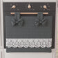 Copriforno Elegante Shabby Chic con Pizzo e Fiocchi Grigio Scuro