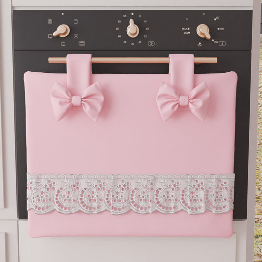 Copriforno Elegante Shabby Chic con Pizzo e Fiocchi Rosa
