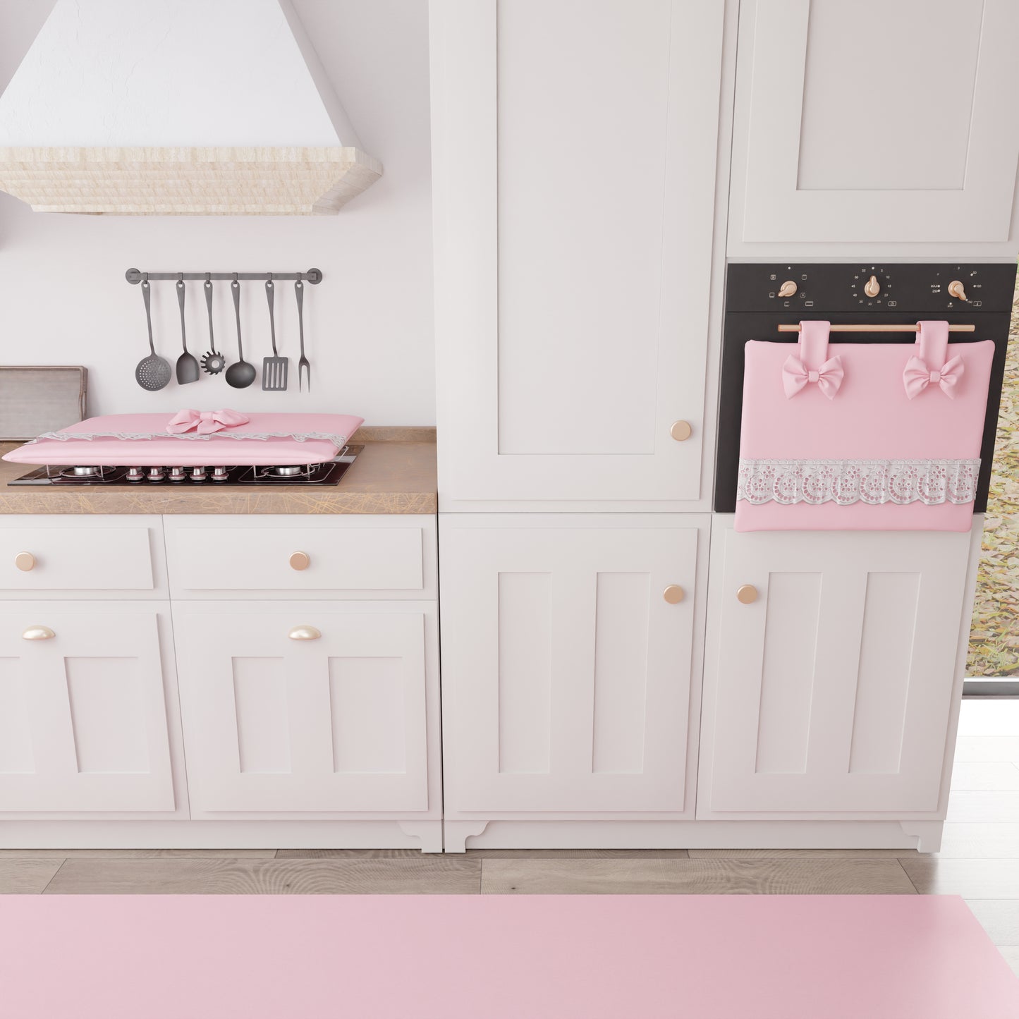 Couvre-feu Shabby Chic avec dentelle et nœud Rose