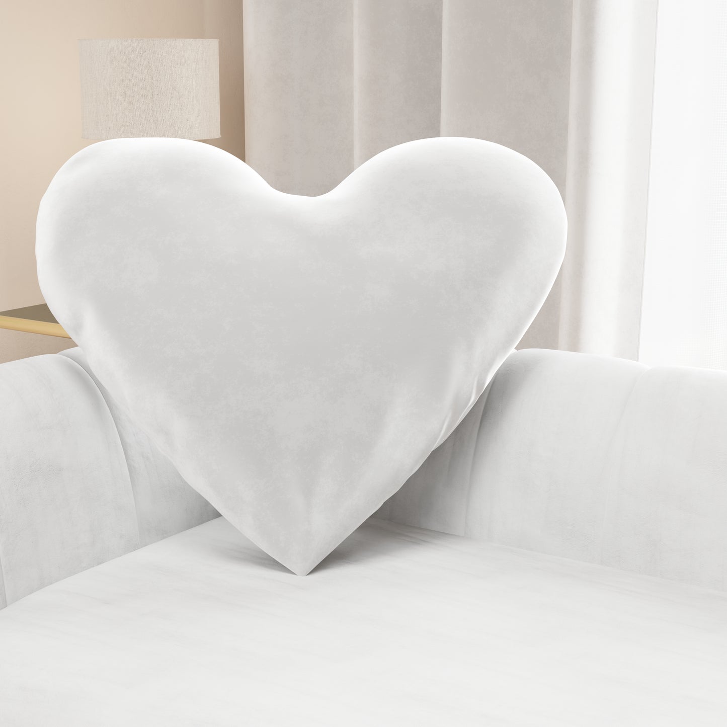 Cuscino Arredo Cuore Bianco in Velluto