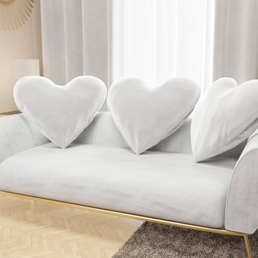 Cuscino Arredo Cuore Bianco in Velluto