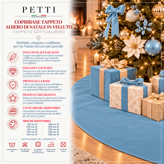 Copribase Tappeto Albero di Natale in Velluto Celeste Carta da Zucchero