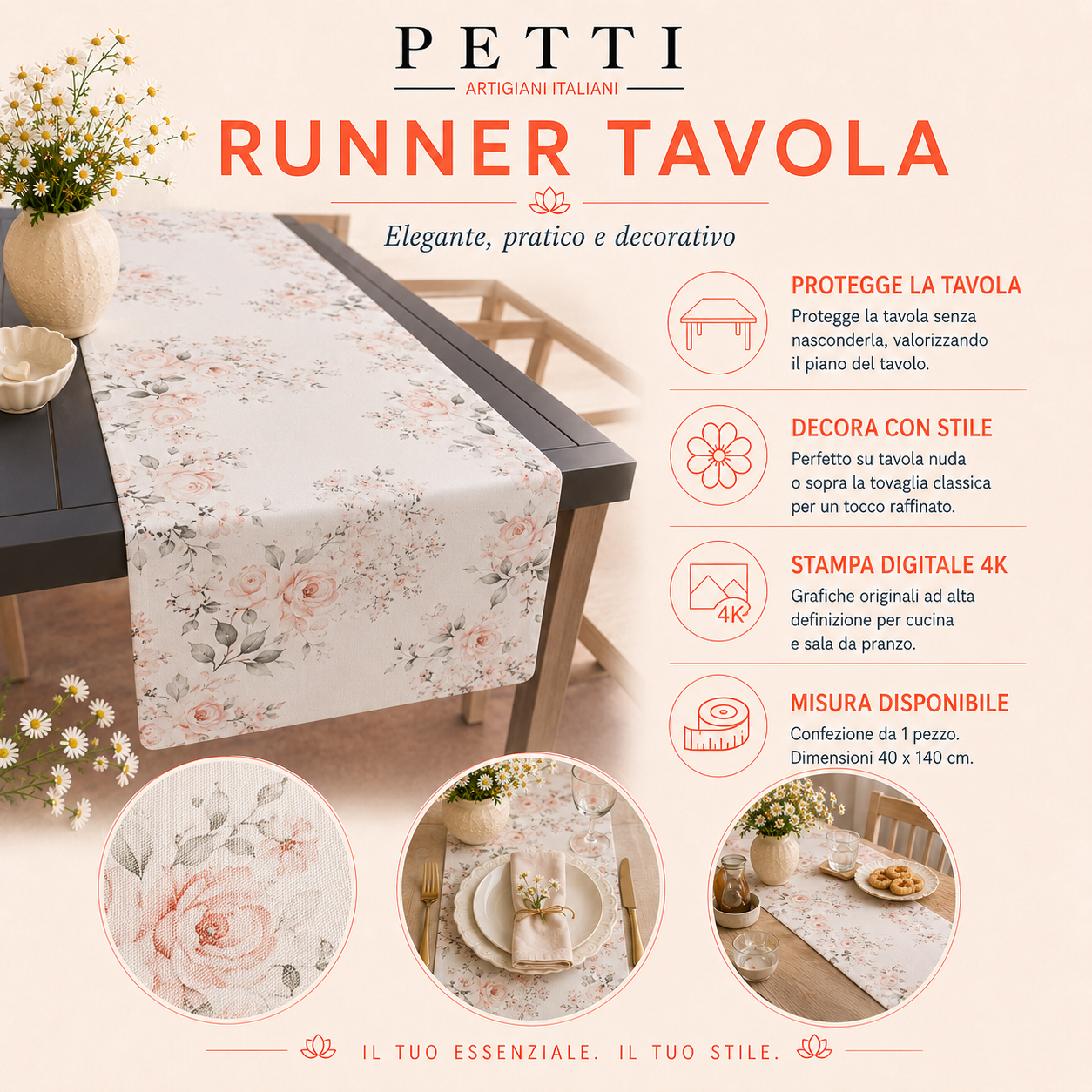 Runner Tavola Pasqua, Tovaglia Runner Pasqua, Runner Cucina Bunny