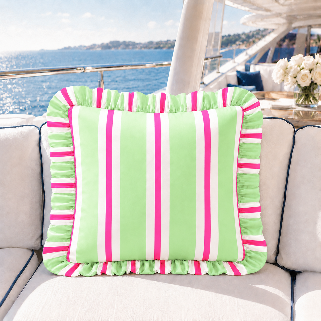 Cuscino Arredo con Rouches Mille Righe 07