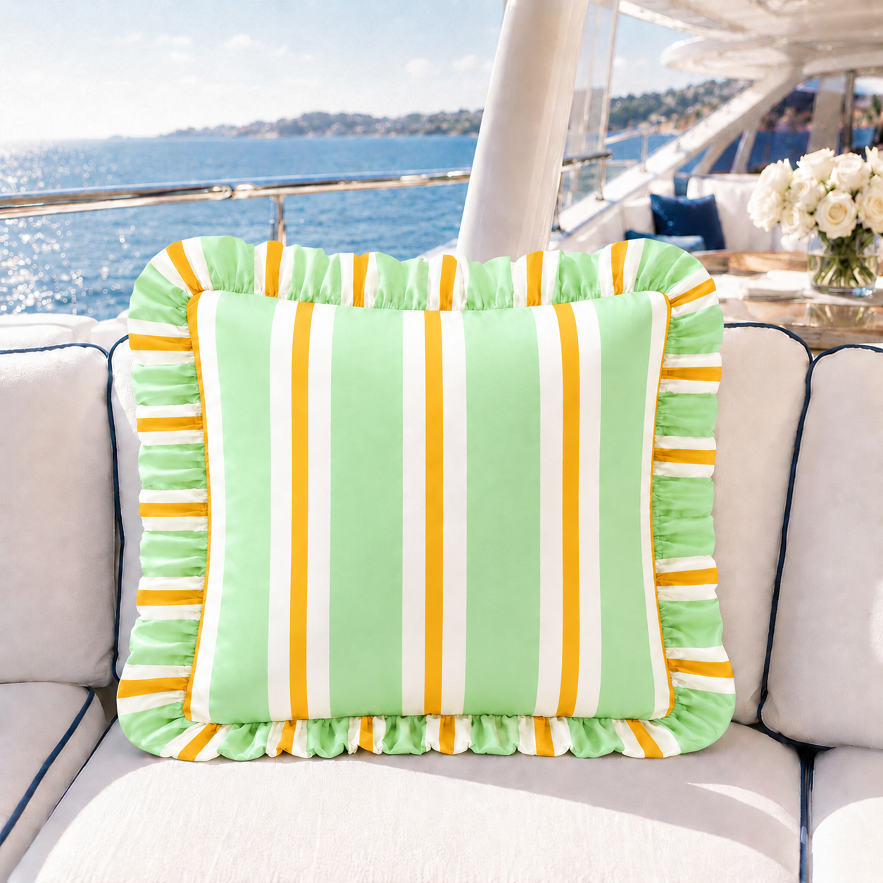 Cuscino Arredo con Rouches Mille Righe 08