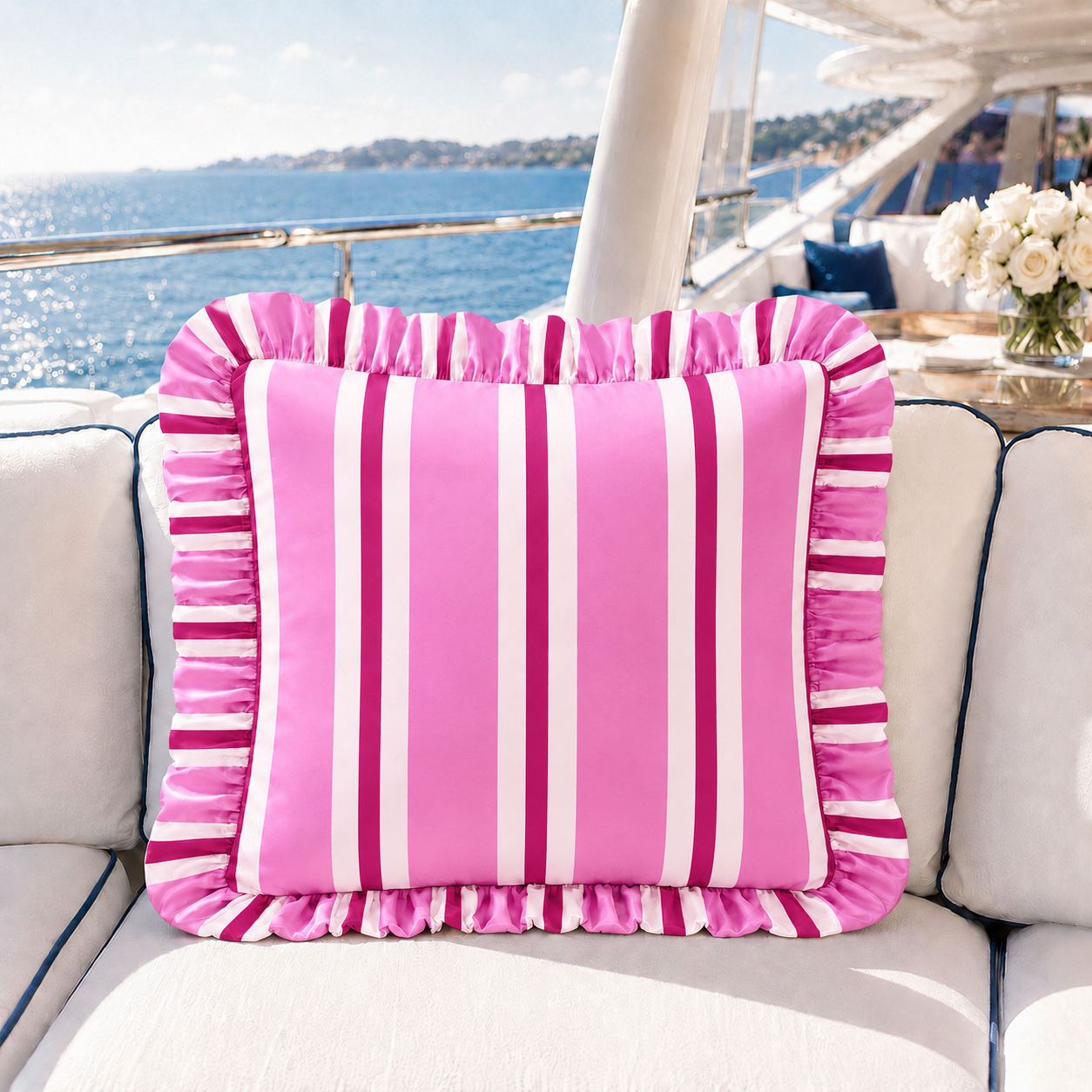 Cuscino Arredo con Rouches Mille Righe 12