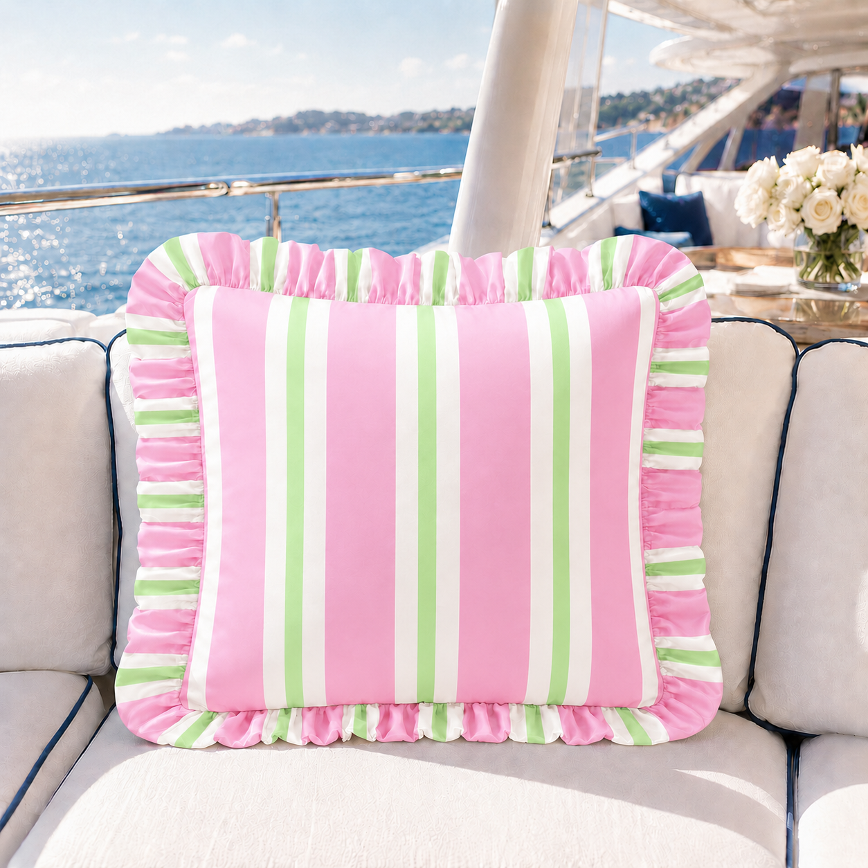 Cuscino Arredo con Rouches Mille Righe 15