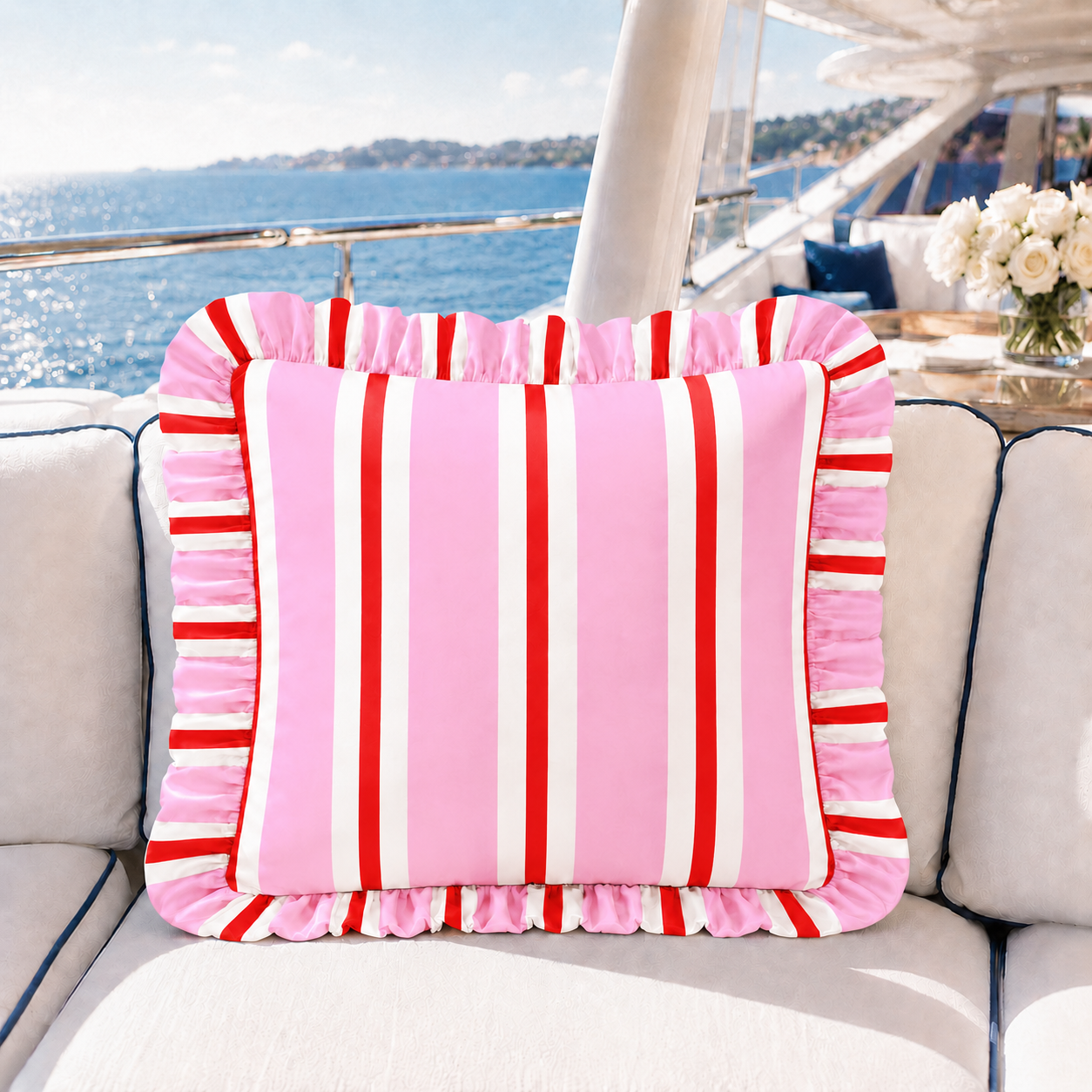 Cuscino Arredo con Rouches Mille Righe 16