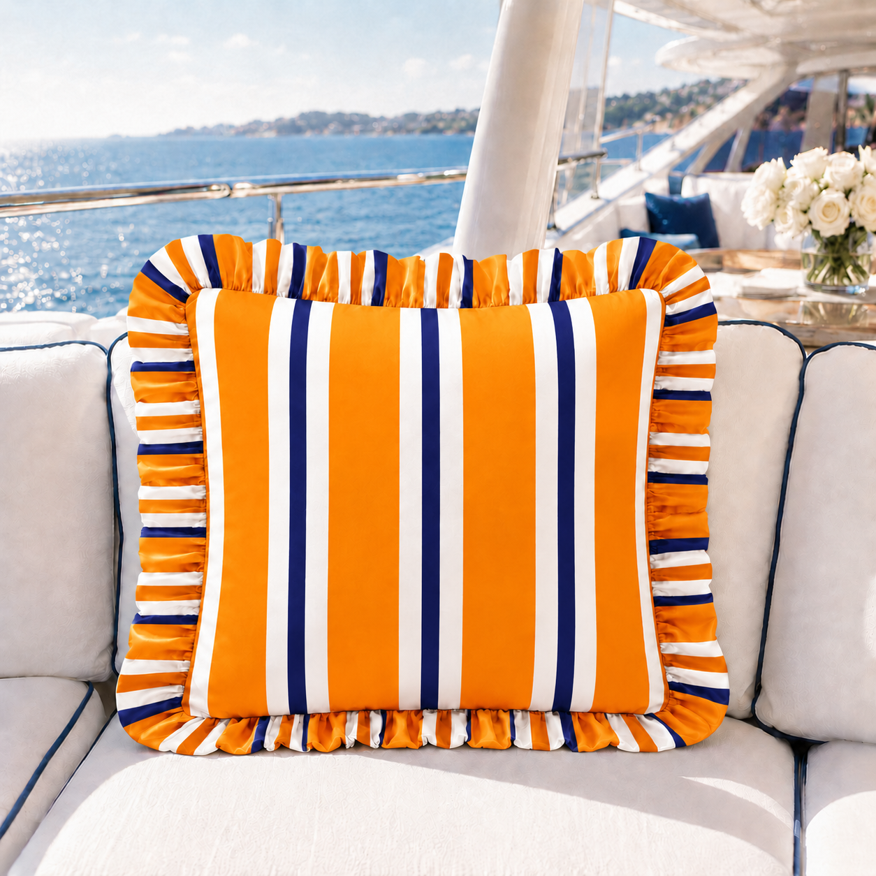 Cuscino Arredo con Rouches Mille Righe 05