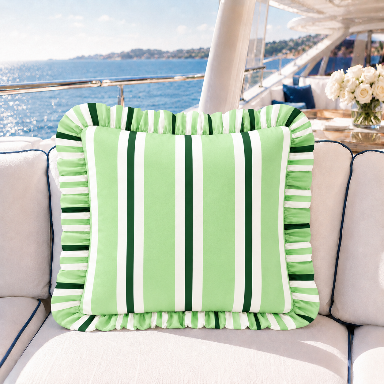 Cuscino Arredo con Rouches Mille Righe 06
