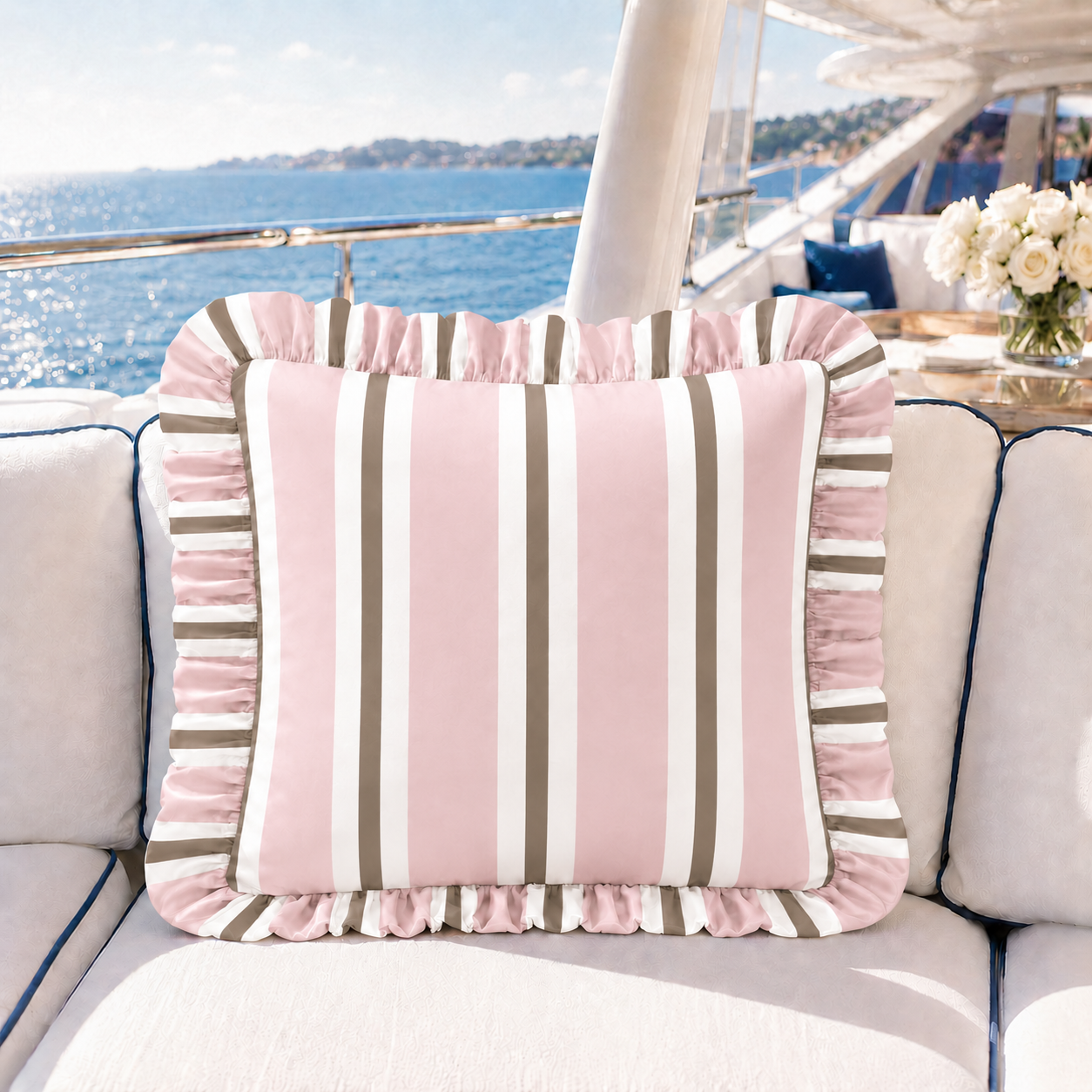 Cuscino Arredo con Rouches Mille Righe 28
