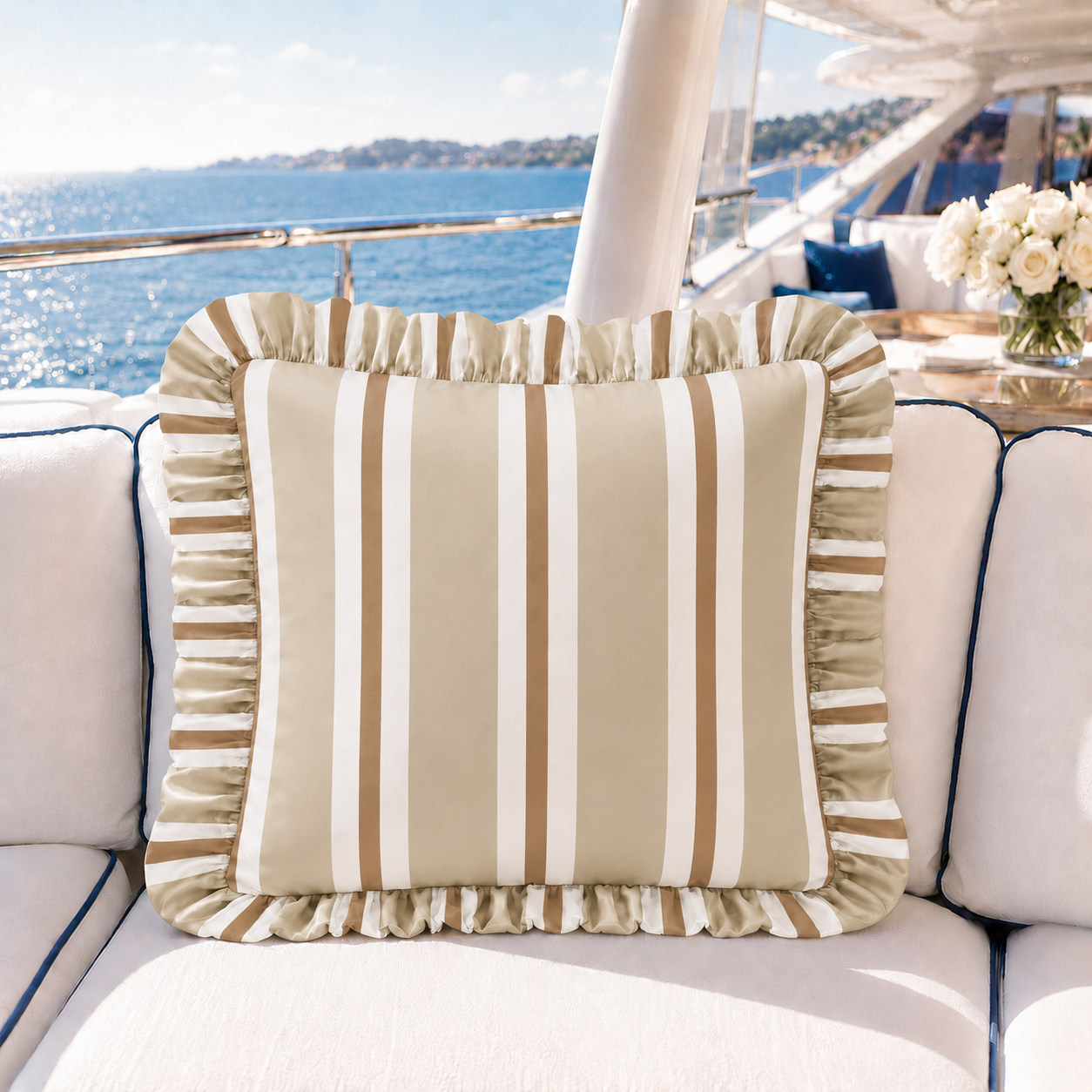 Cuscino Arredo con Rouches Mille Righe 30