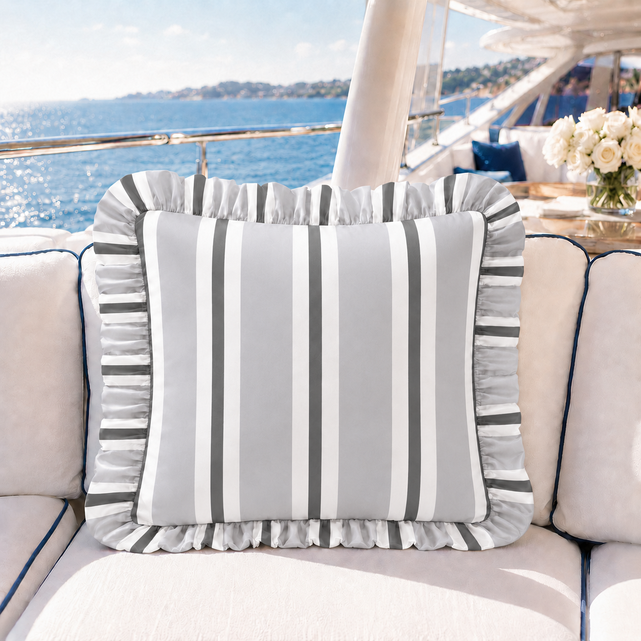 Cuscino Arredo con Rouches Mille Righe 32