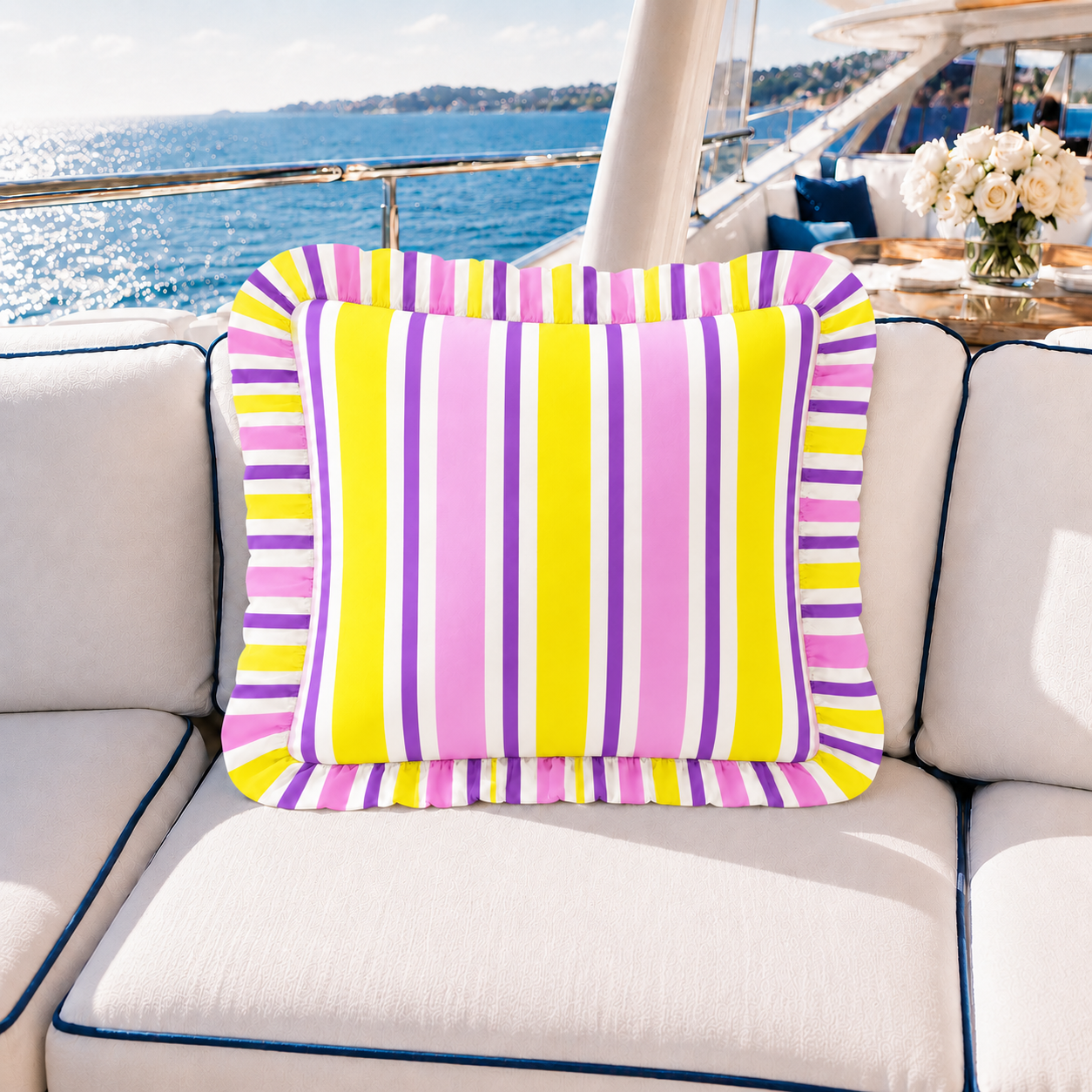 Cuscino Arredo con Rouches Mille Righe 21