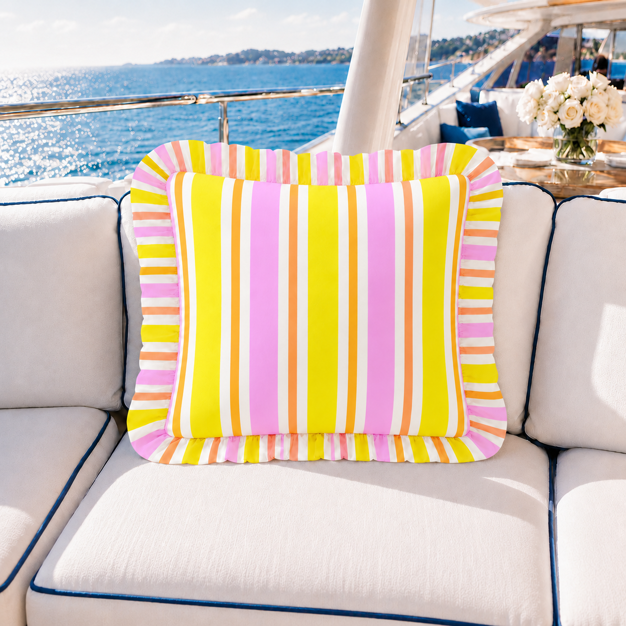 Cuscino Arredo con Rouches Mille Righe 22