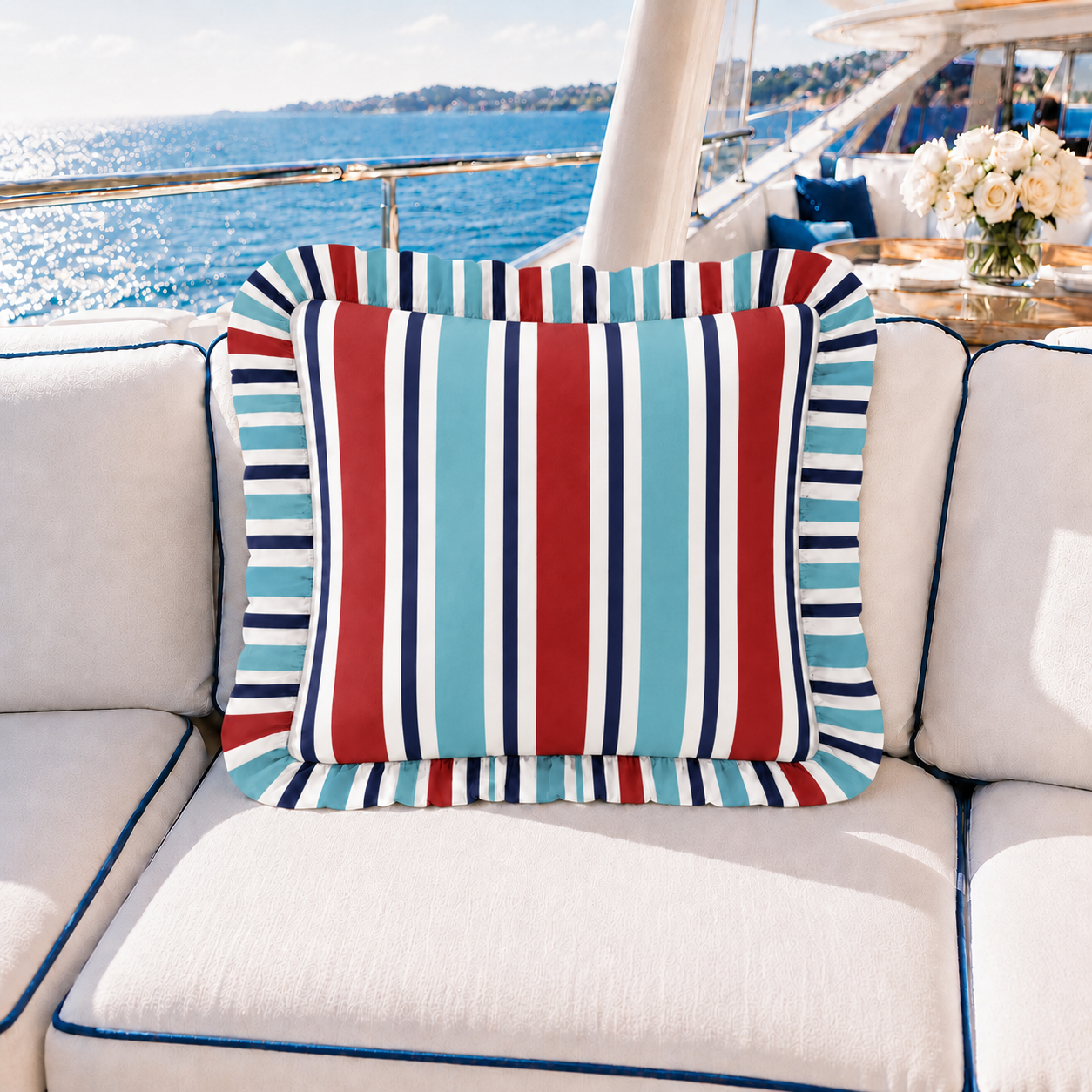Cuscino Arredo con Rouches Mille Righe 27.