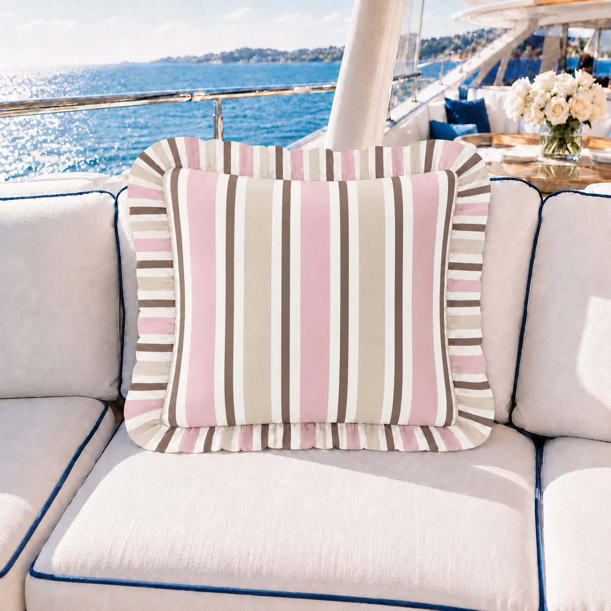 Cuscino Arredo con Rouches Mille Righe 34.