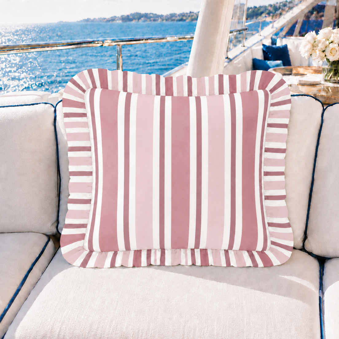 Cuscino Arredo con Rouches Mille Righe 35