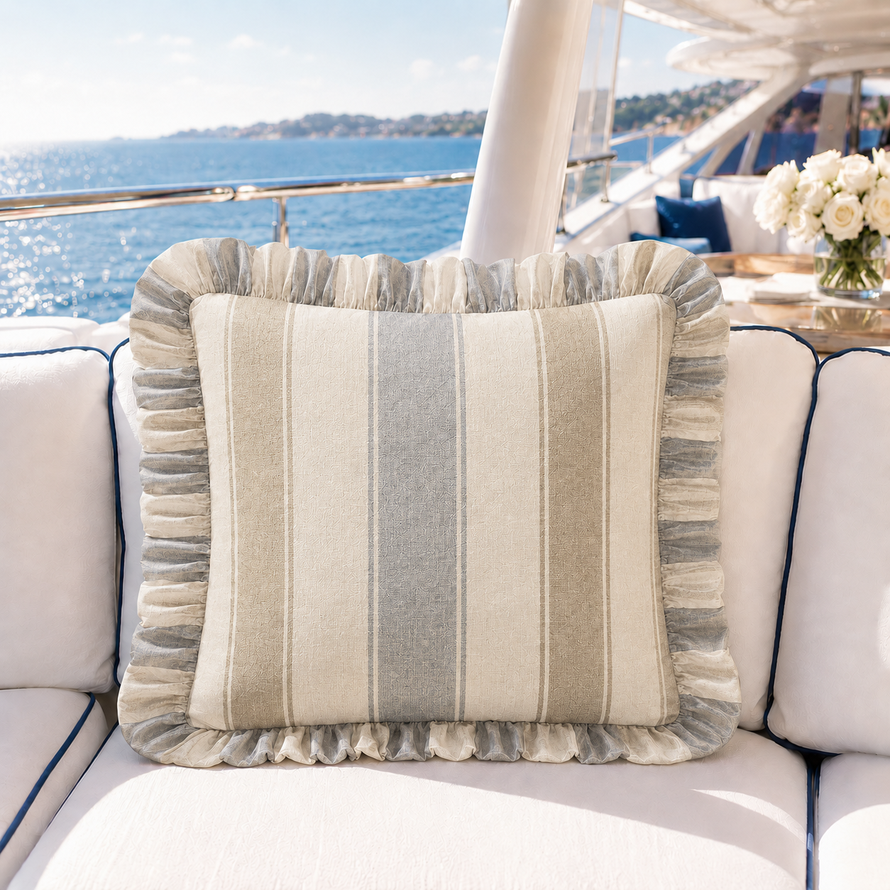 Cuscino Arredo con Rouches Mille Righe 36