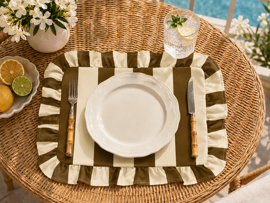 Tovagliette Americane con Rouches Righe Marrone/Beige