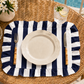 Tovagliette Americane con Rouches Righe Bianco/Blu Notte