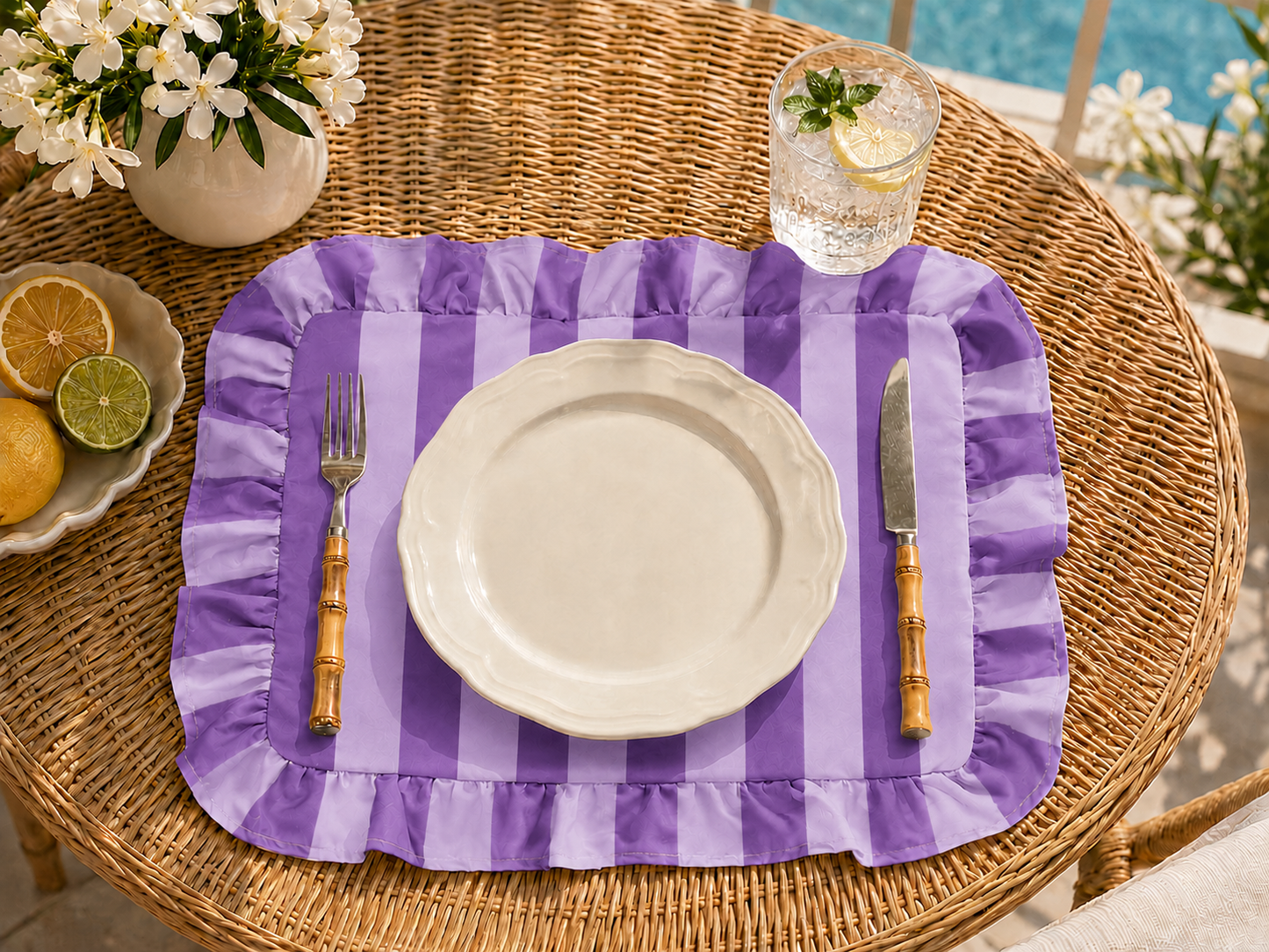 Tovagliette Americane con Rouches Righe Viola/Lilla