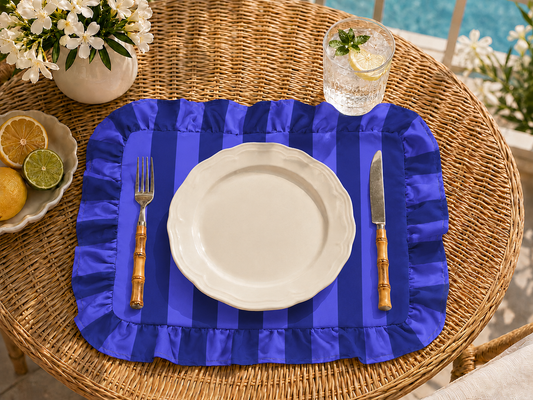 Tovagliette Americane con Rouches Righe Indaco/Blu Elettrico