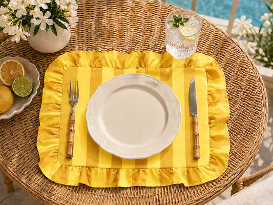 Tovagliette Americane con Rouches Righe Giallo Ocra/Giallo