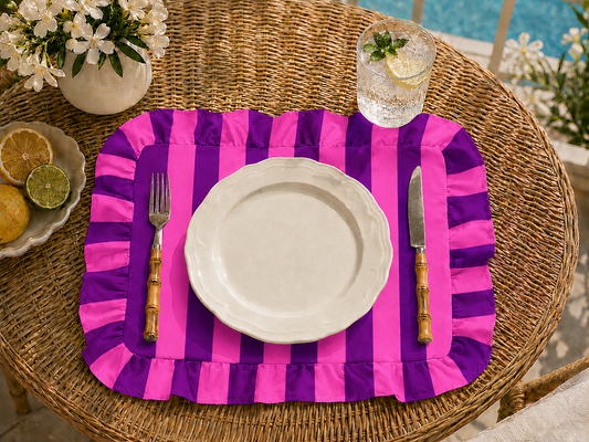 Tovagliette Americane con Rouches Righe Viola/Fucsia