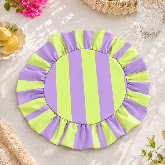 Tovagliette Americane Rotonde con Rouches Righe Verde Chiaro/Lilla