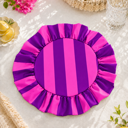 Tovagliette Americane Rotonde con Rouches Righe Viola/Fucsia