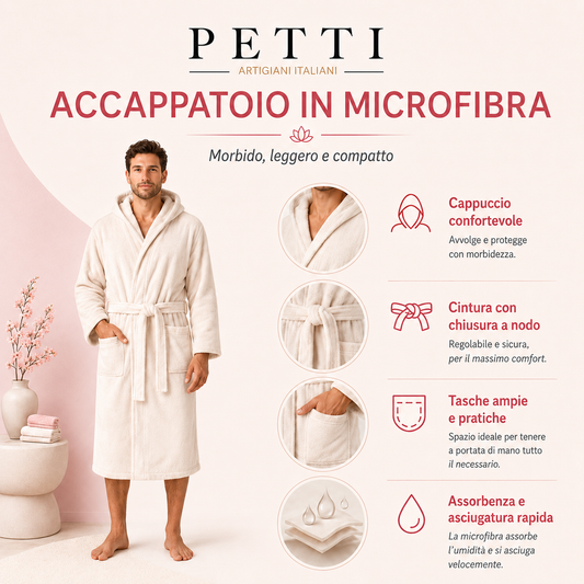 Accappatoio Microfibra Uomo e Donna Bianco