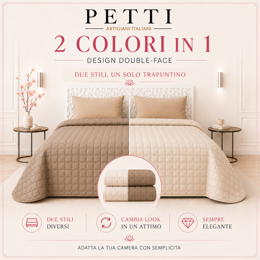 Trapuntino Copriletto Primaverile Autunnale Double Face Celeste Blu