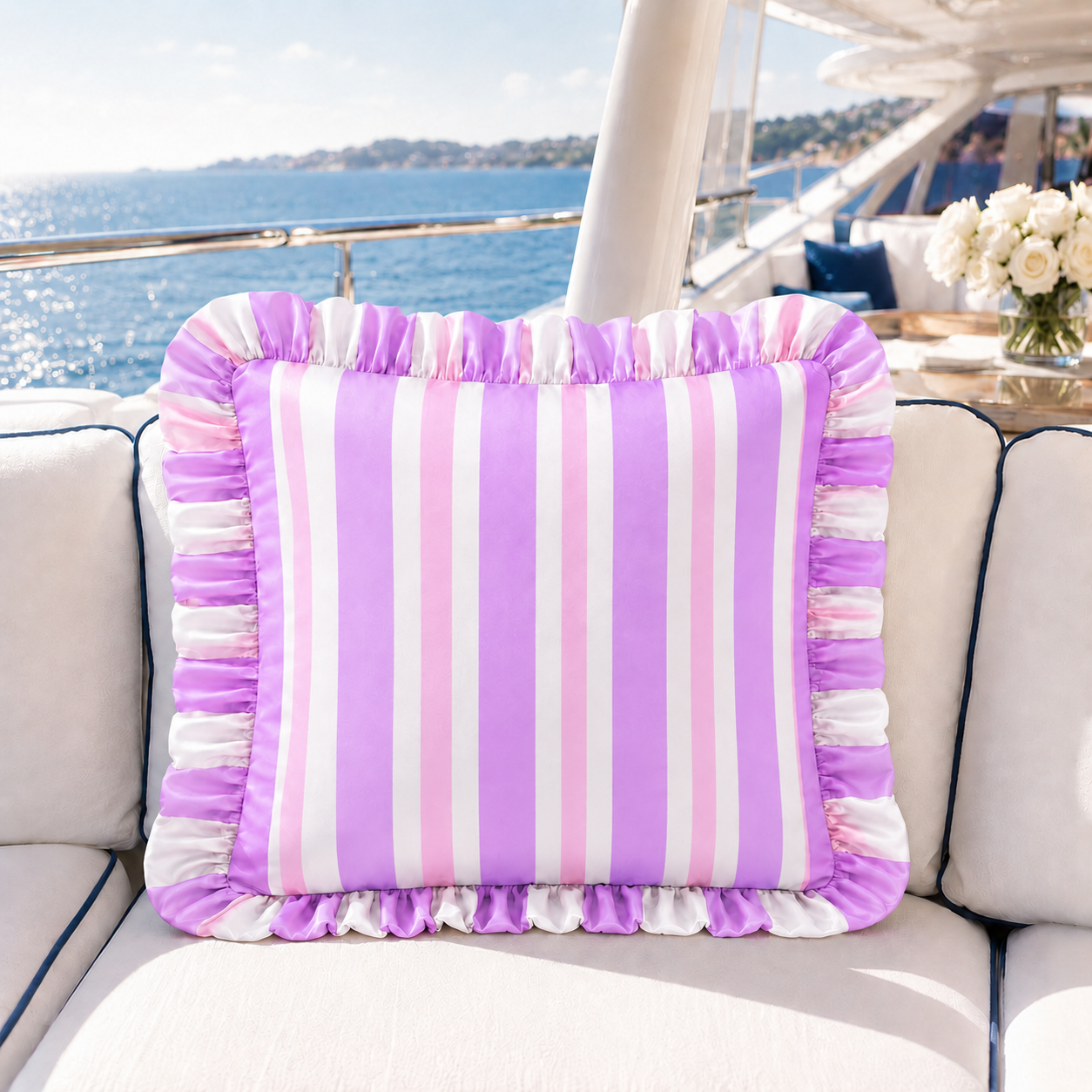 Cuscino Arredo con Rouches Mille Righe 17.