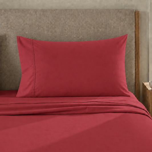 Lenzuola Percalle, Lenzuola Matrimoniali Cotone Bordeaux