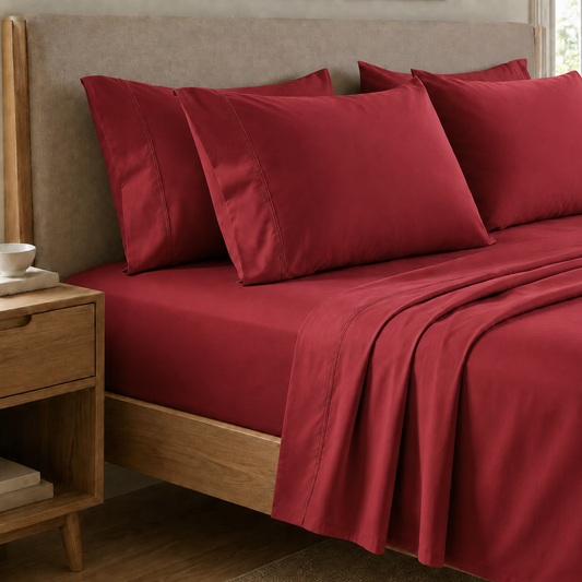 Lenzuola Percalle, Lenzuola Matrimoniali Cotone Bordeaux