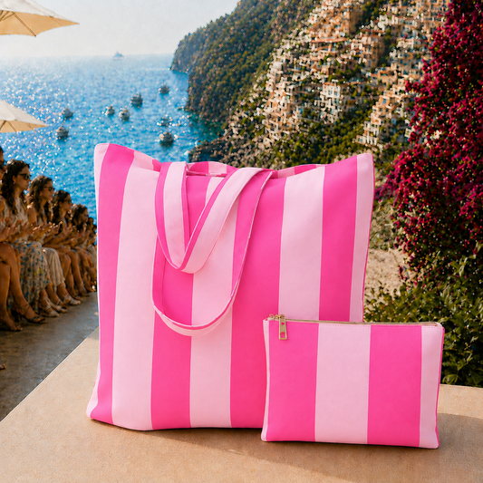 Collezione Mare in Stampa Digitale Righe Fucsia/Rosa