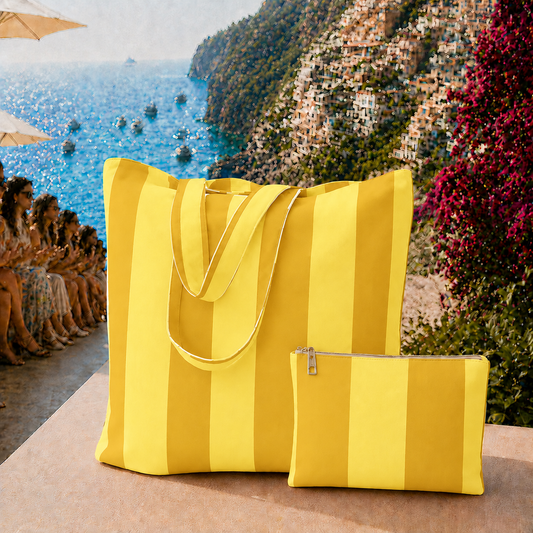 Collezione Mare in Stampa Digitale Righe Giallo Ocra/Giallo