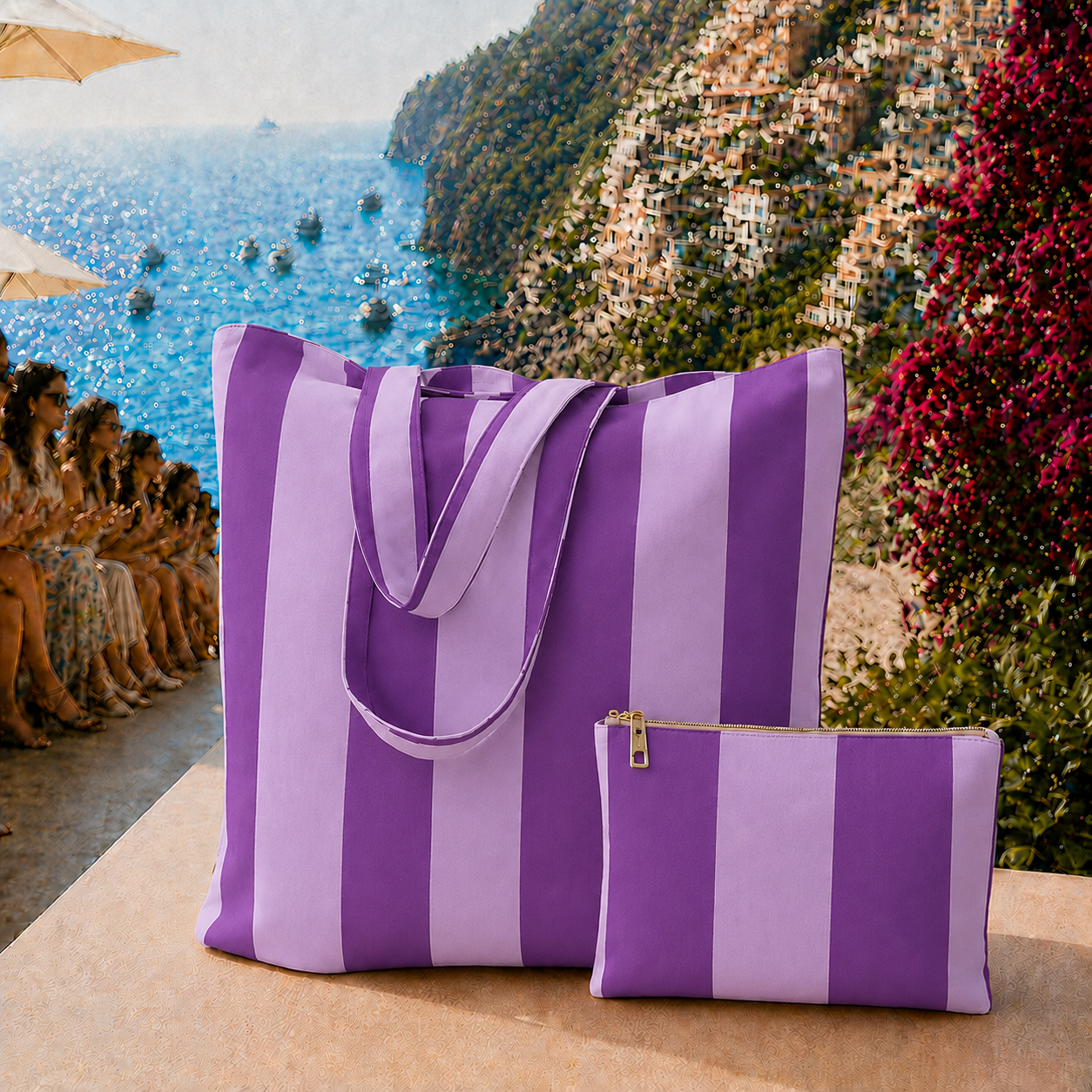 Collezione Mare in Stampa Digitale Righe Viola/Lilla