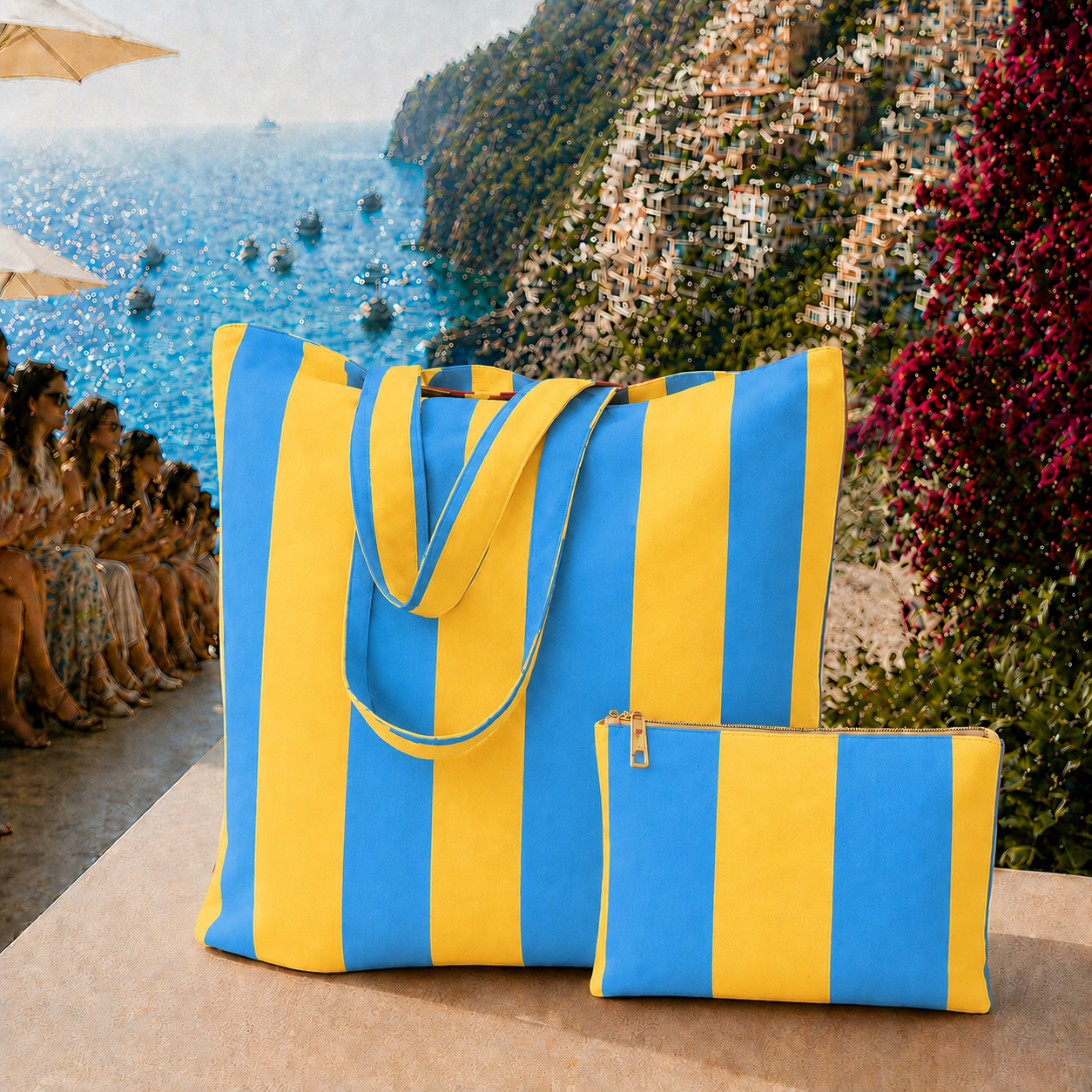 Collezione Mare in Stampa Digitale Righe Giallo/Celeste