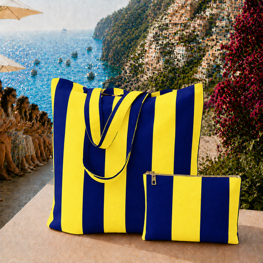 Collezione Mare in Stampa Digitale Righe Giallo/Blu Elettrico