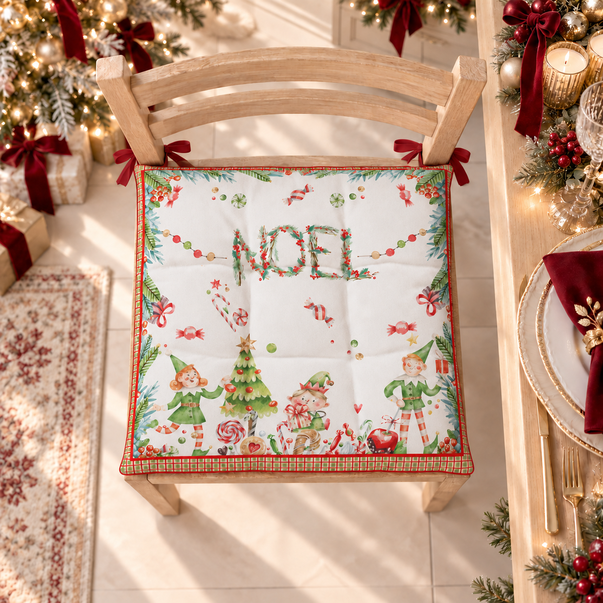 Cuscini per Sedie Natalizi Coprisedia Natalizi 6 Pezzi Noel