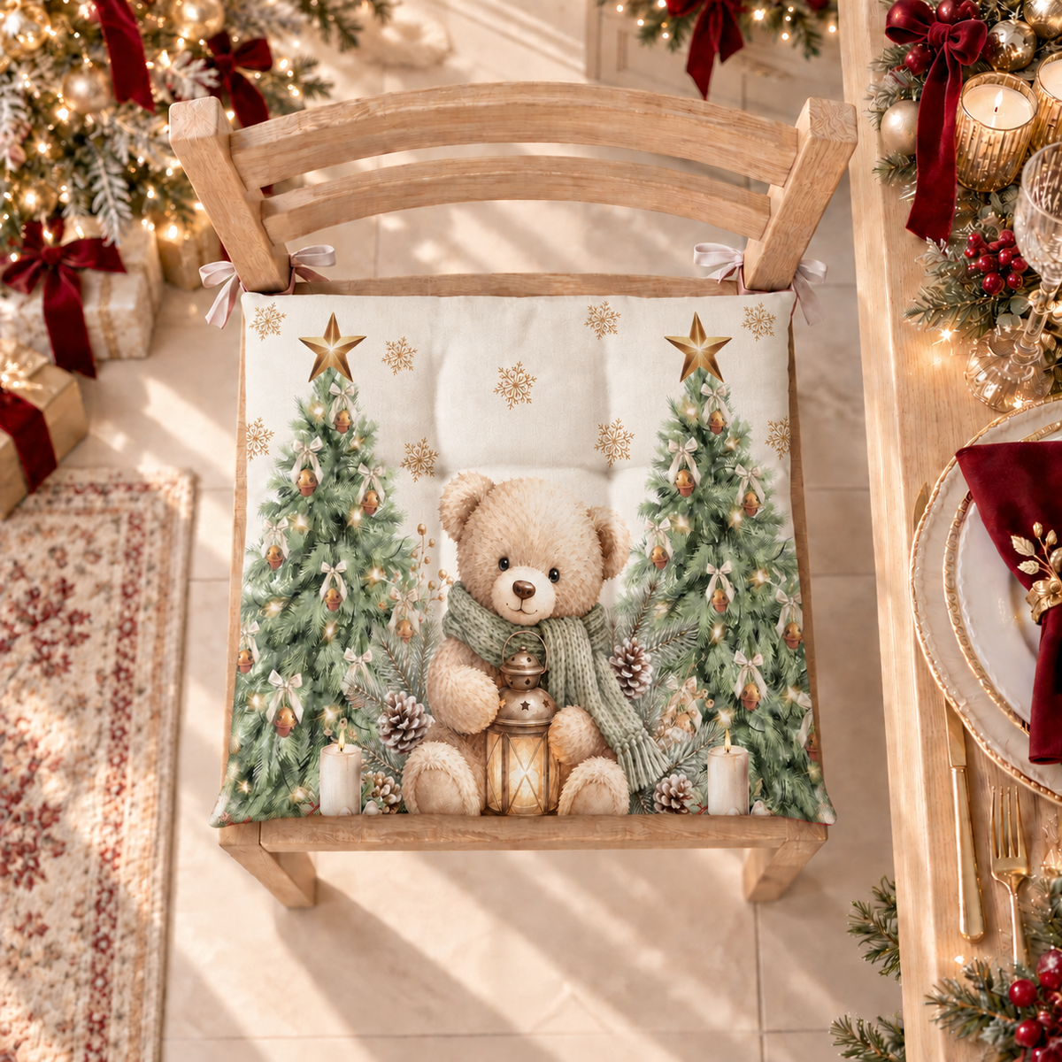 Cuscini per Sedie Natalizi Coprisedia Natalizi Teddy Gold