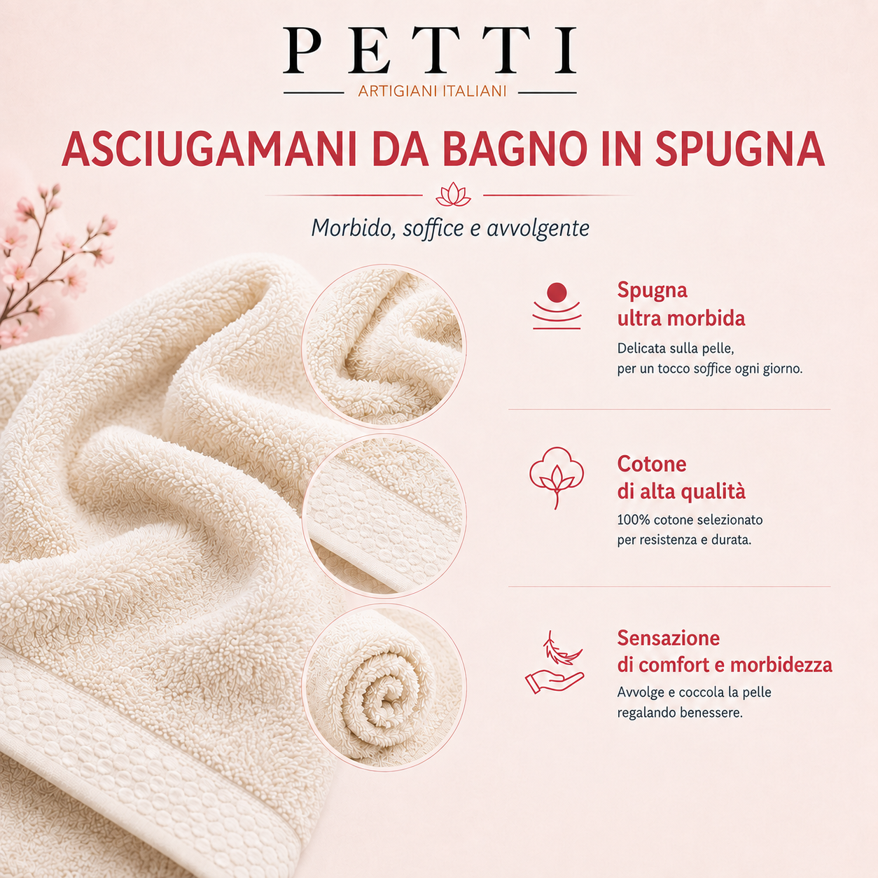 Asciugamani Bagno in Spugna Tinta Unita Bianco