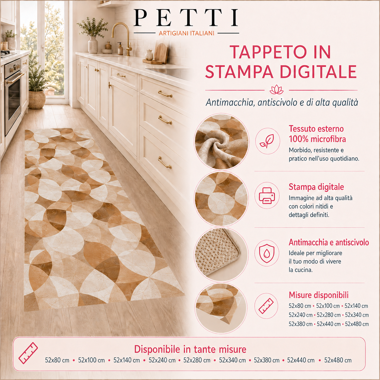 Tappeto Cucina Antiscivolo Passatoia Cucina lavabile, Cucina Delta Lilla.