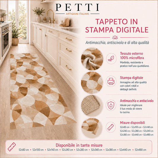 Tappeto Cucina Antiscivolo Passatoia Cucina lavabile, Cucina Geo - Cerchio Salvia